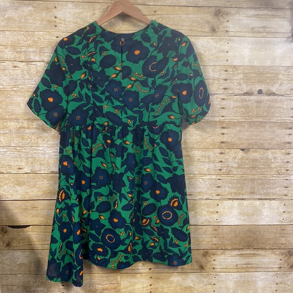 Vibrant mod 60s dress green and navy size large - Picture 7 of 10